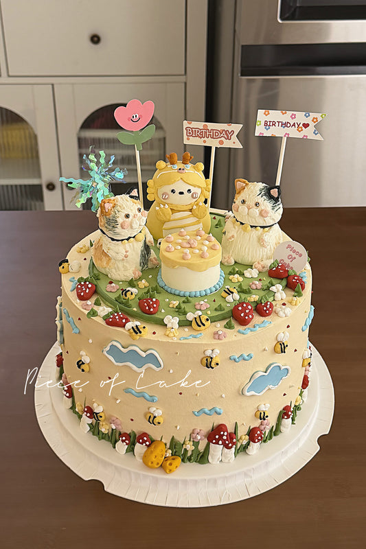 小动物野餐蛋糕