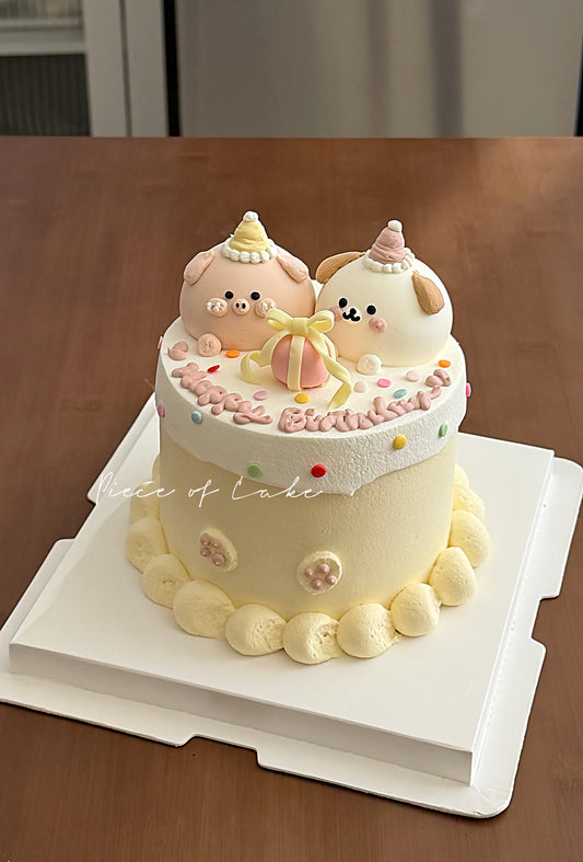 小猪+小狗蛋糕