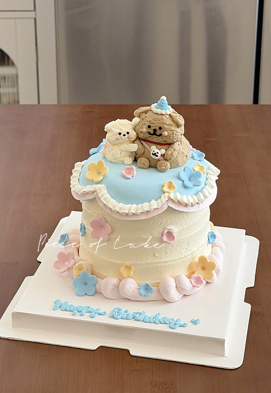 抱抱熊翻糖花蛋糕